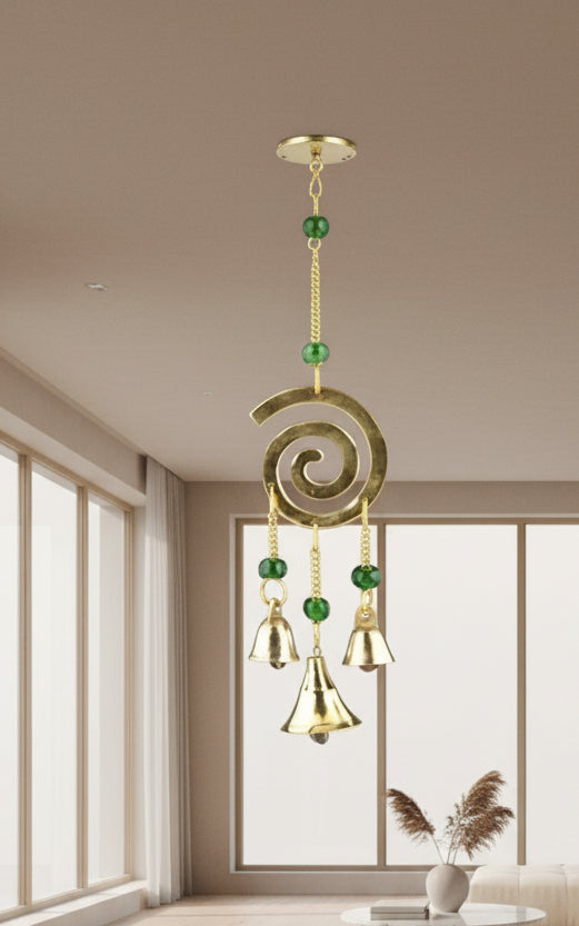 Spiral Brass Chime with Beads 9" Long