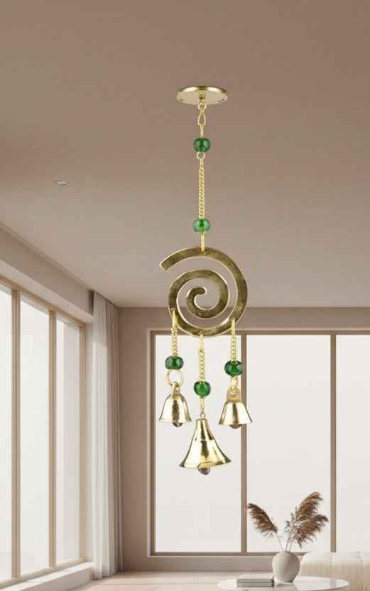 Spiral Brass Chime with Beads - 9" Long Decorative Wind Instrument