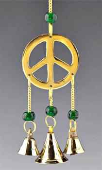 Peace Sign Brass Chime 9" Long