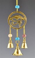 Egyptian Eye Brass Chime with Beads 9" Long