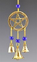 Pentacle Brass Chime With Beads 9"Long