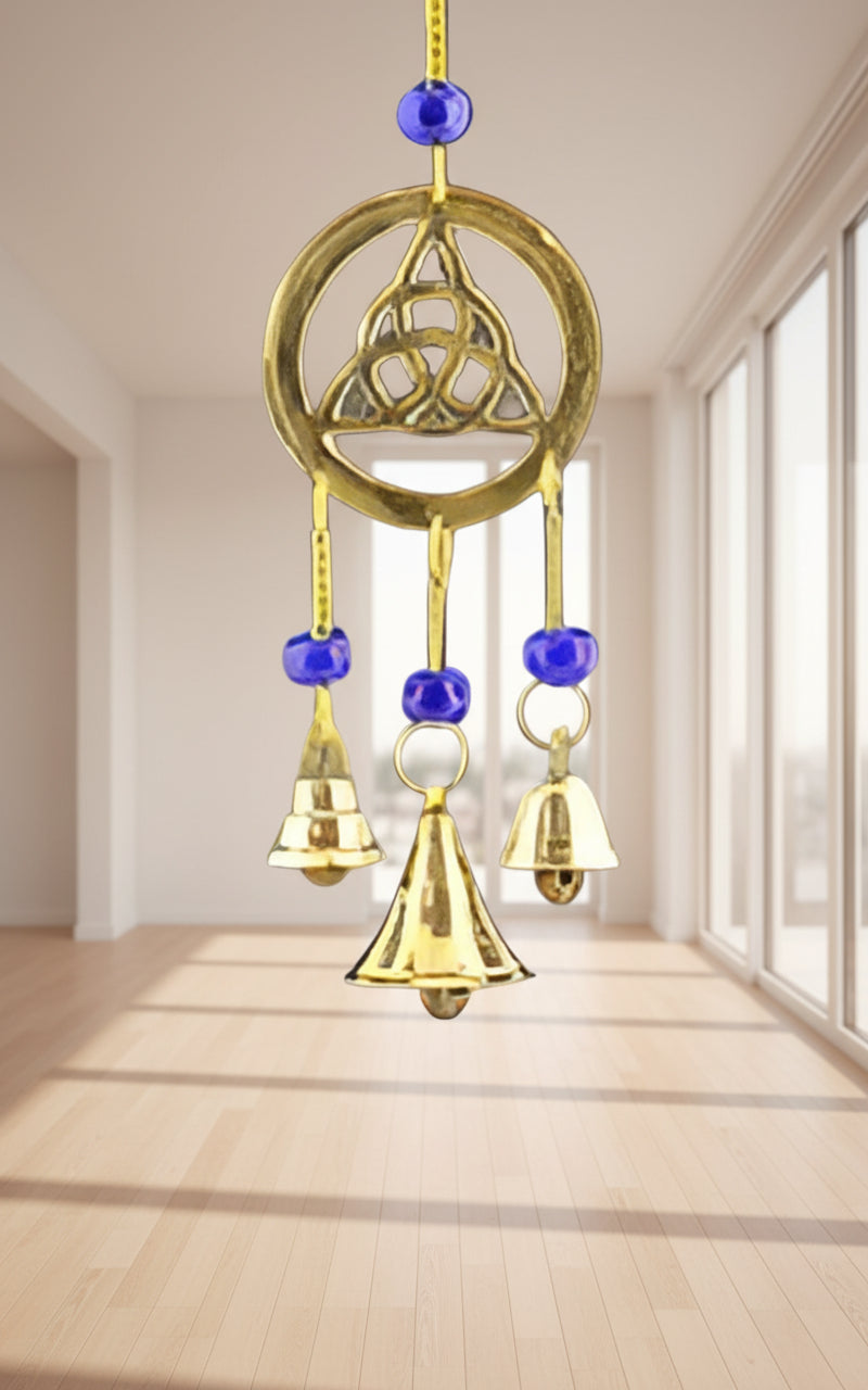 Triquetra Brass Chime With Beads 9" Long