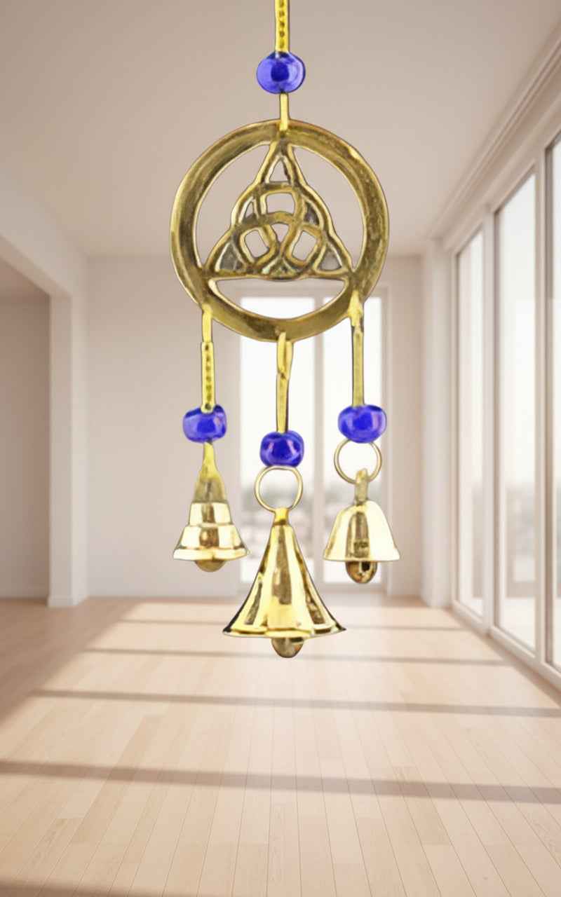 Triquetra Brass Chime With Beads 9-inch Decorative Wind Chime