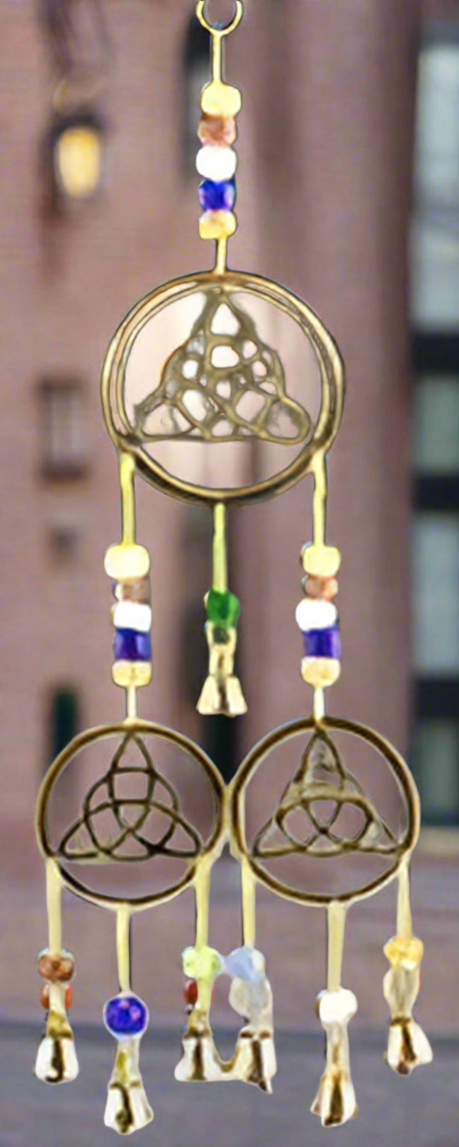 Triple Triquetra Chime with Beads 12" Long