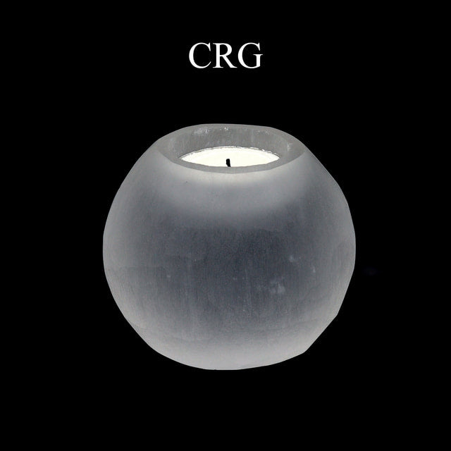 Selenite Round Candle Holder