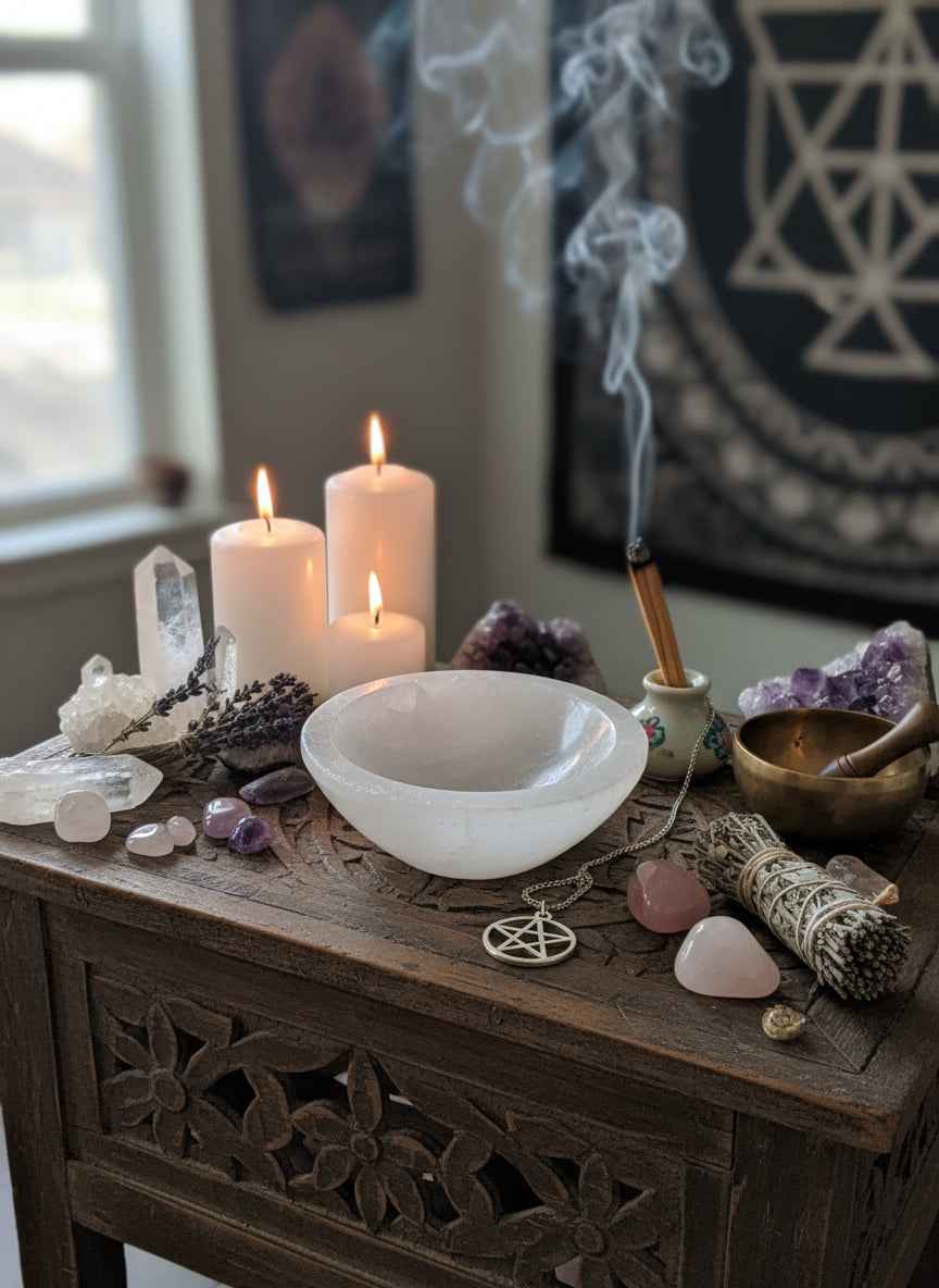 Hand Carved Selenite Bowl - Unique Crystal Decor and Spiritual Tool