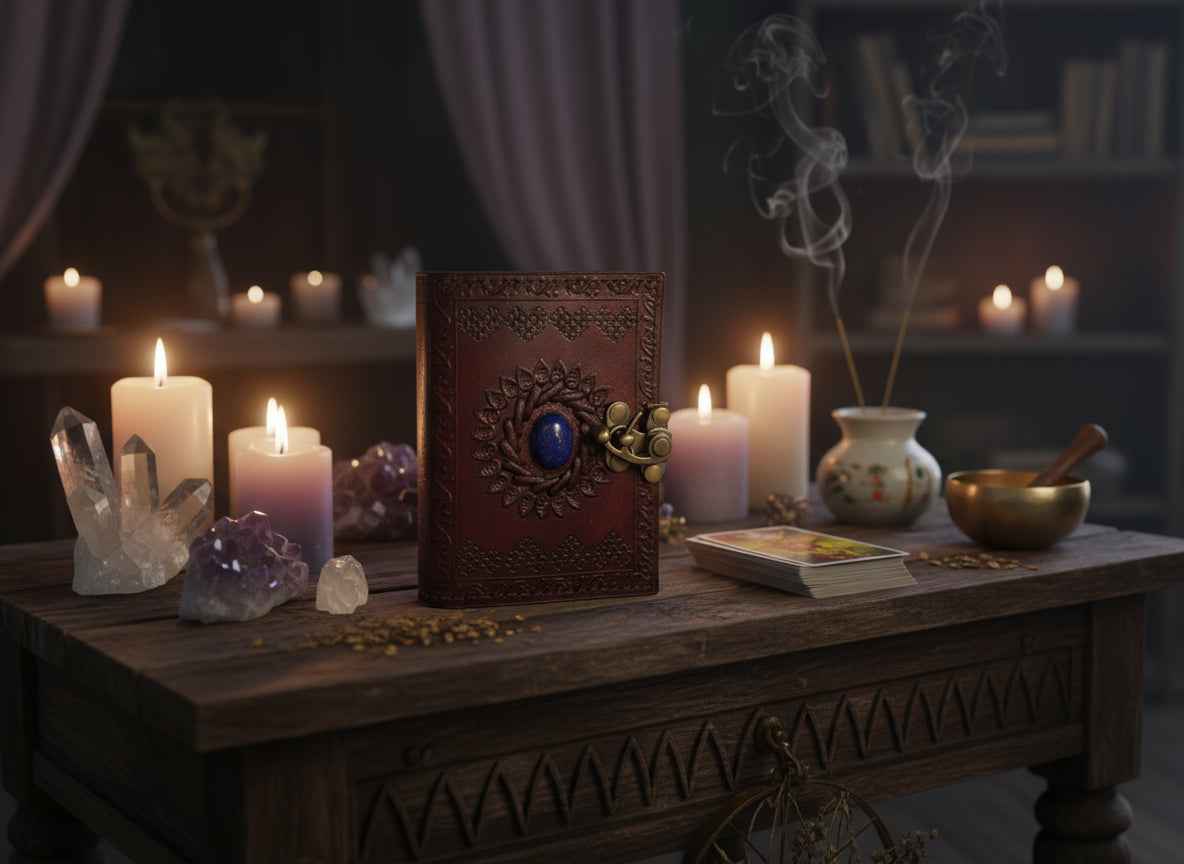 Small Stone Eye Leather Embossed Journal - Blank Pages for Inspired Writing