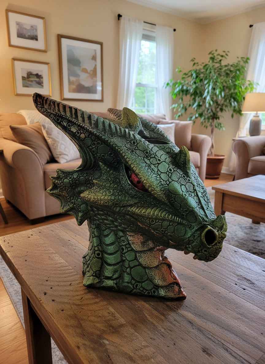 Big Green Dragon Incense Burner for Serene Spaces - Back Flow Design