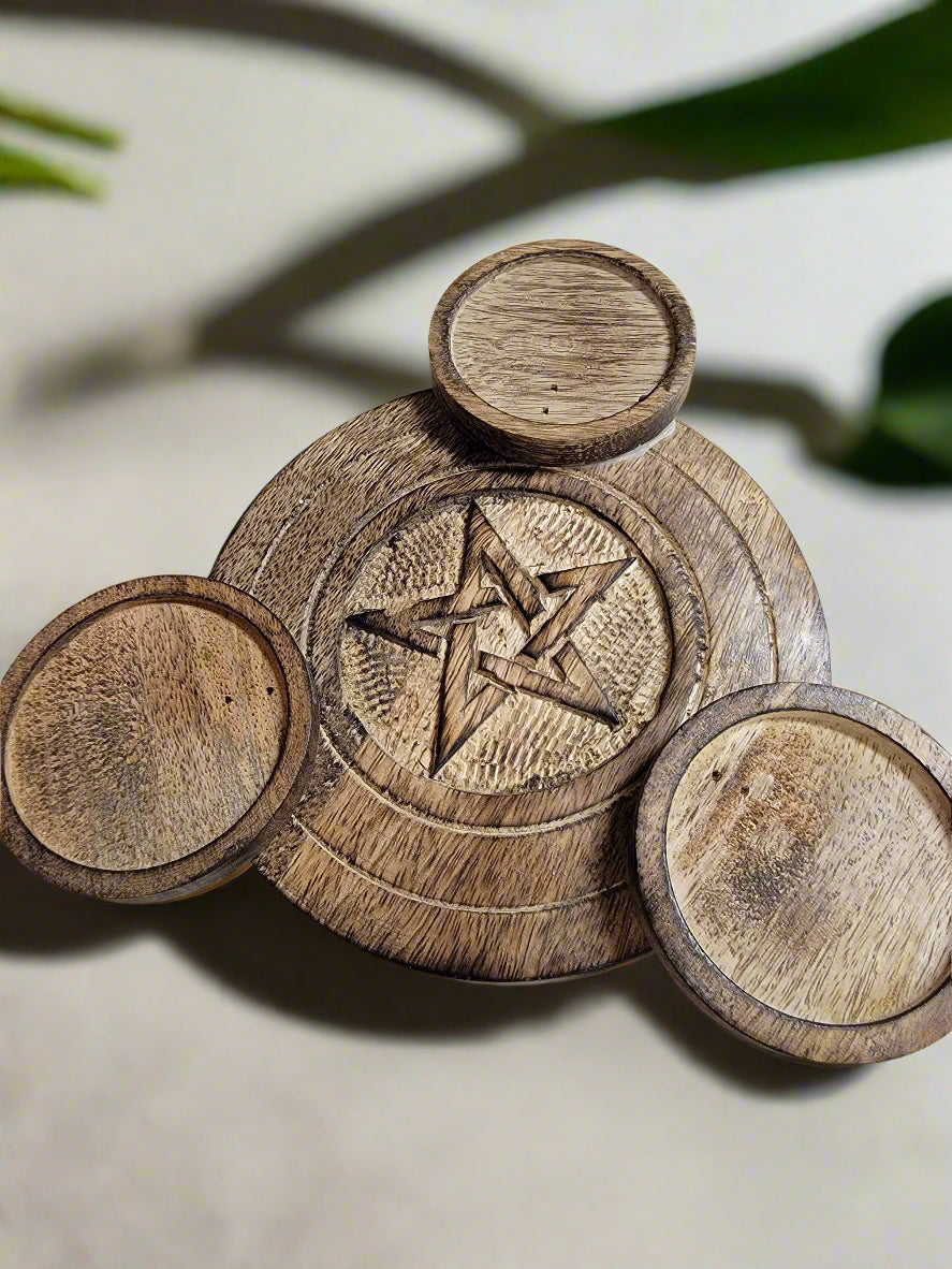 Wooden Pentacle T-Lite Holder