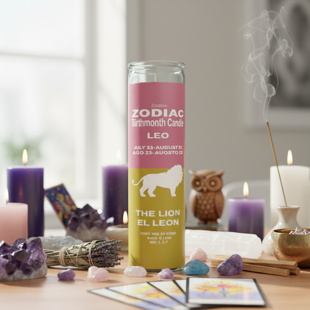 Zodiac Leo 7 Day Candle, Pink/Yellow