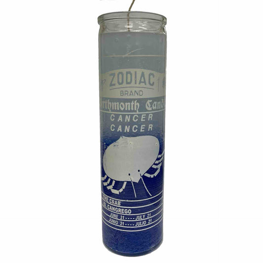 Zodiac Cancer 7 Day Candle, White/Blue