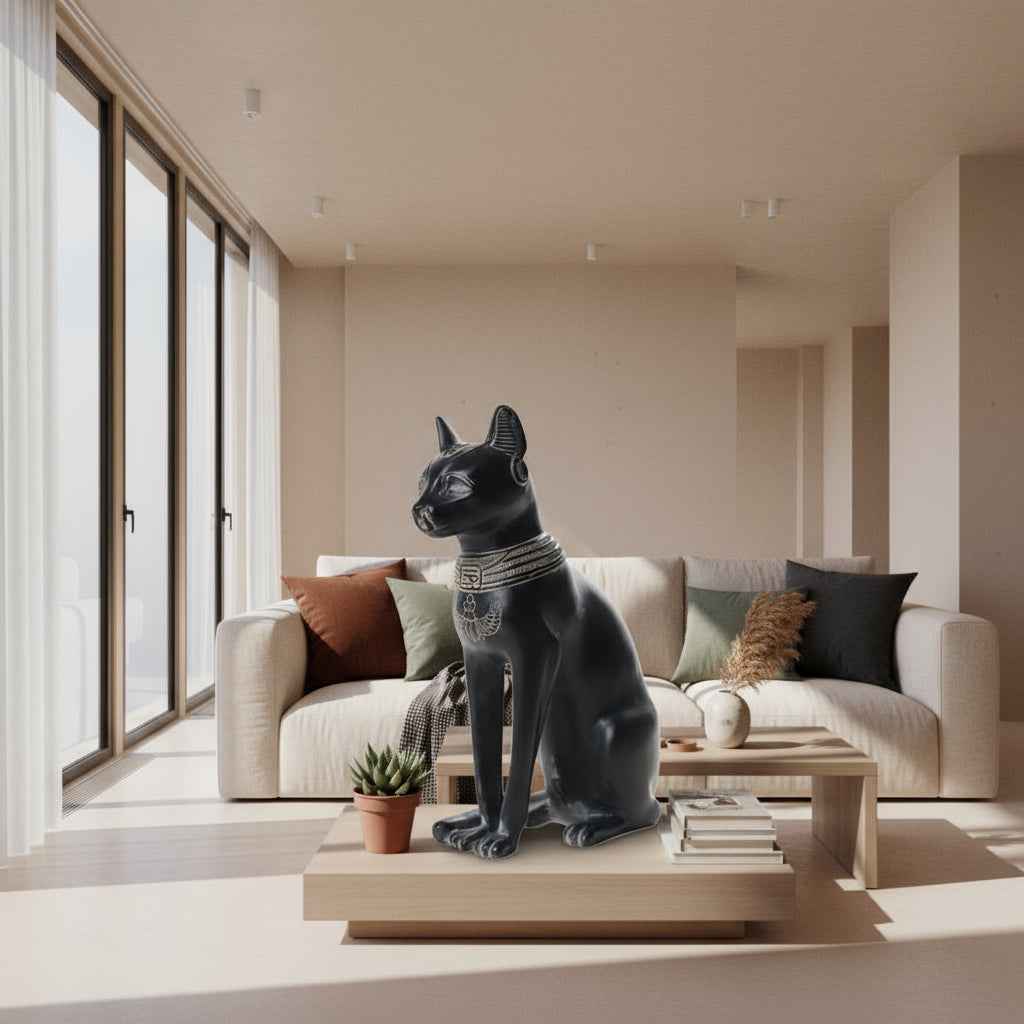 Small Black Bastet Statue for Home Decor and Spiritual Blessings
