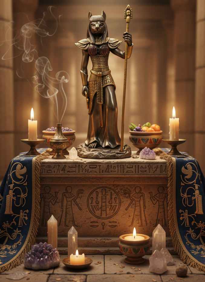 Bronze Bastet Figurine - Exquisite Bronze Bastet Statue for Home Decor