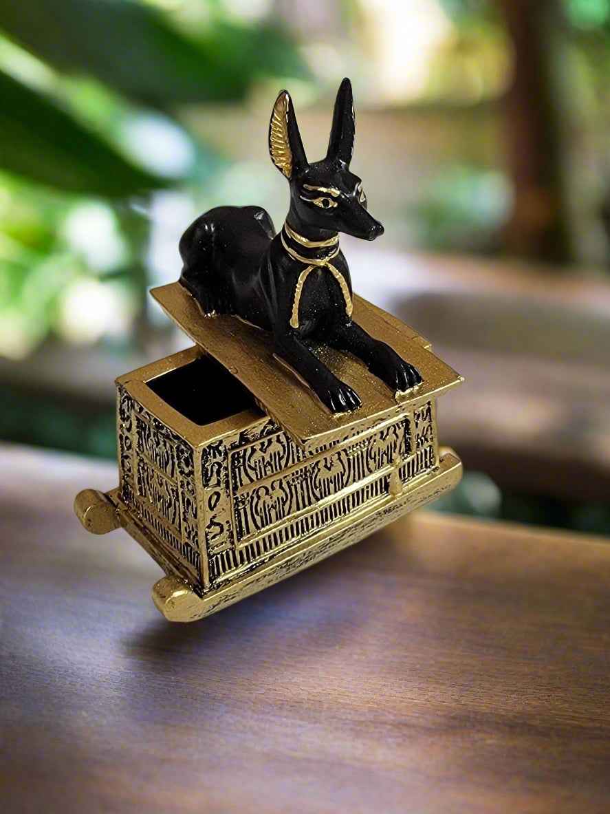 Small Anubis Statue on Box - Unique Egyptian Decorative Piece