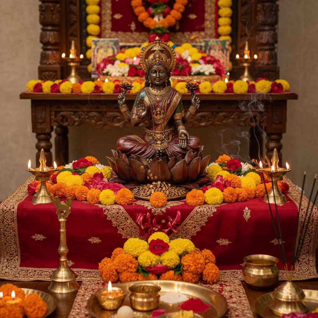 Lakshmi Statue - Elegant Hindu Deity Figurine for Prosperity and Abundance