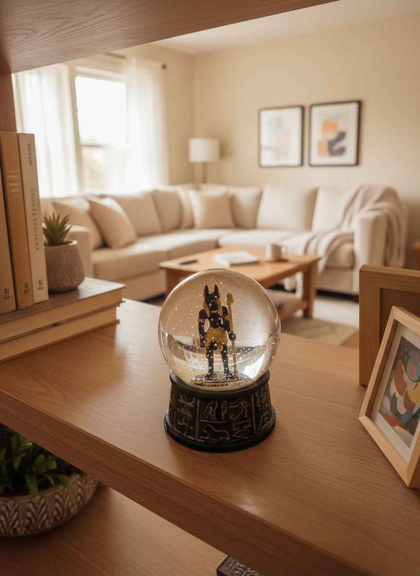 Small Anubis Water Globe - Captivating Egyptian Decor for Your Home