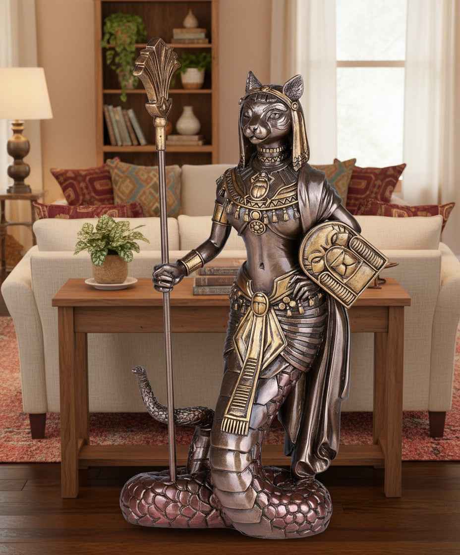 Bastet Statue Bronze Color - Elegant Egyptian Home Decor