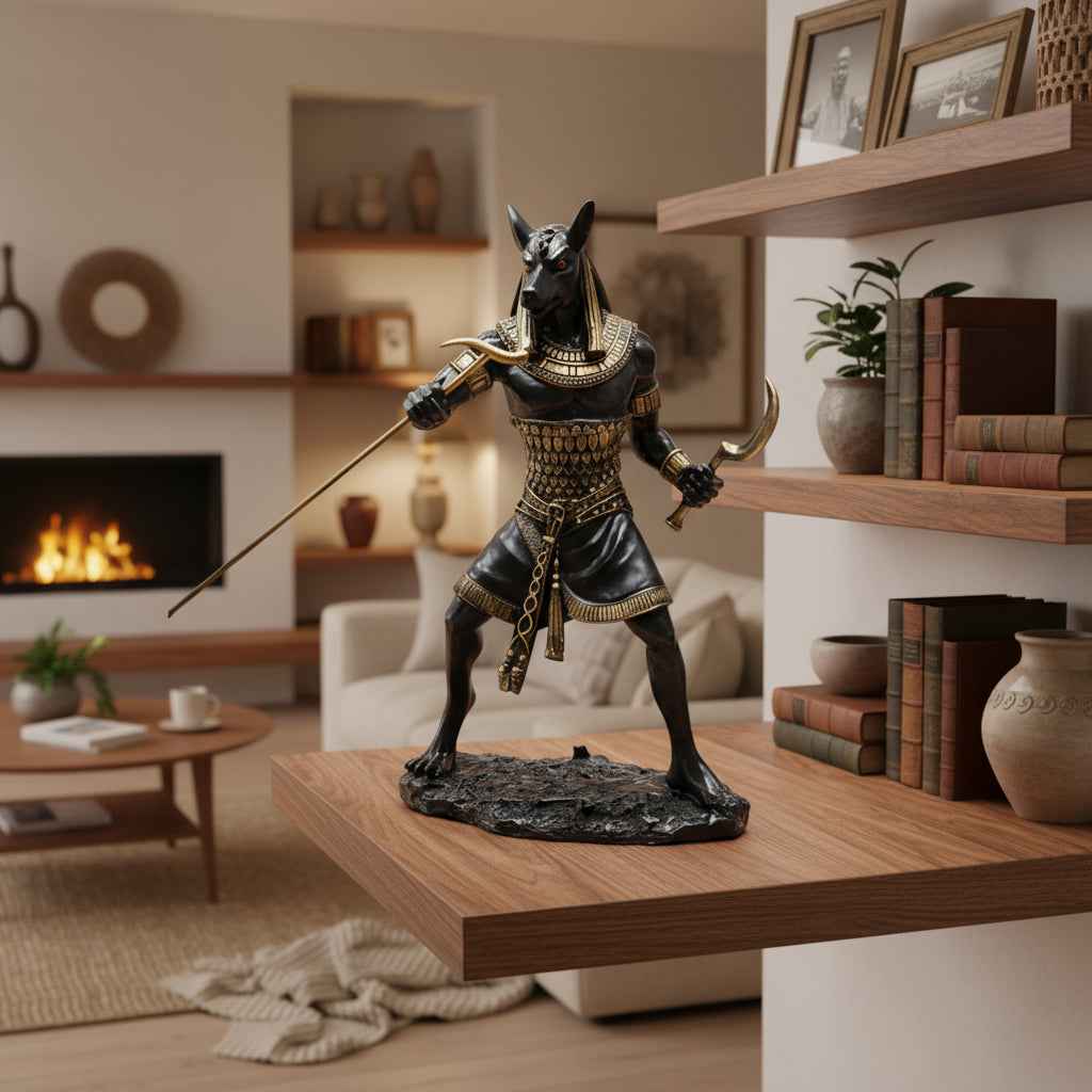 Seth Black & Gold Statue for Elegant Home Decor