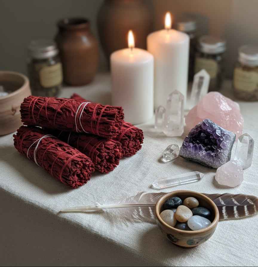 Dragon's Blood White Sage Smudge Sticks – 4" Long for Cleansing and Purification