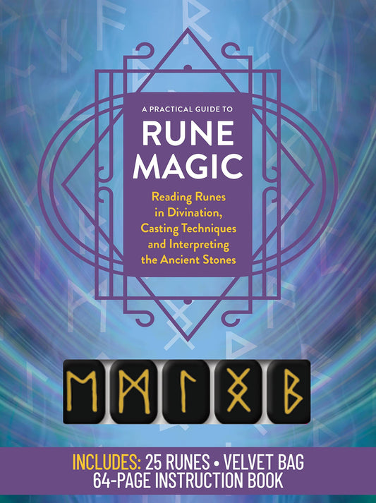 A Practical Guide to Rune Magic Kit: Reading Runes in Divination, Casting Techniques and Interpreting the Ancient Stones – Includes: 25 Runes, Velvet Bag, 64-page Instruction Book