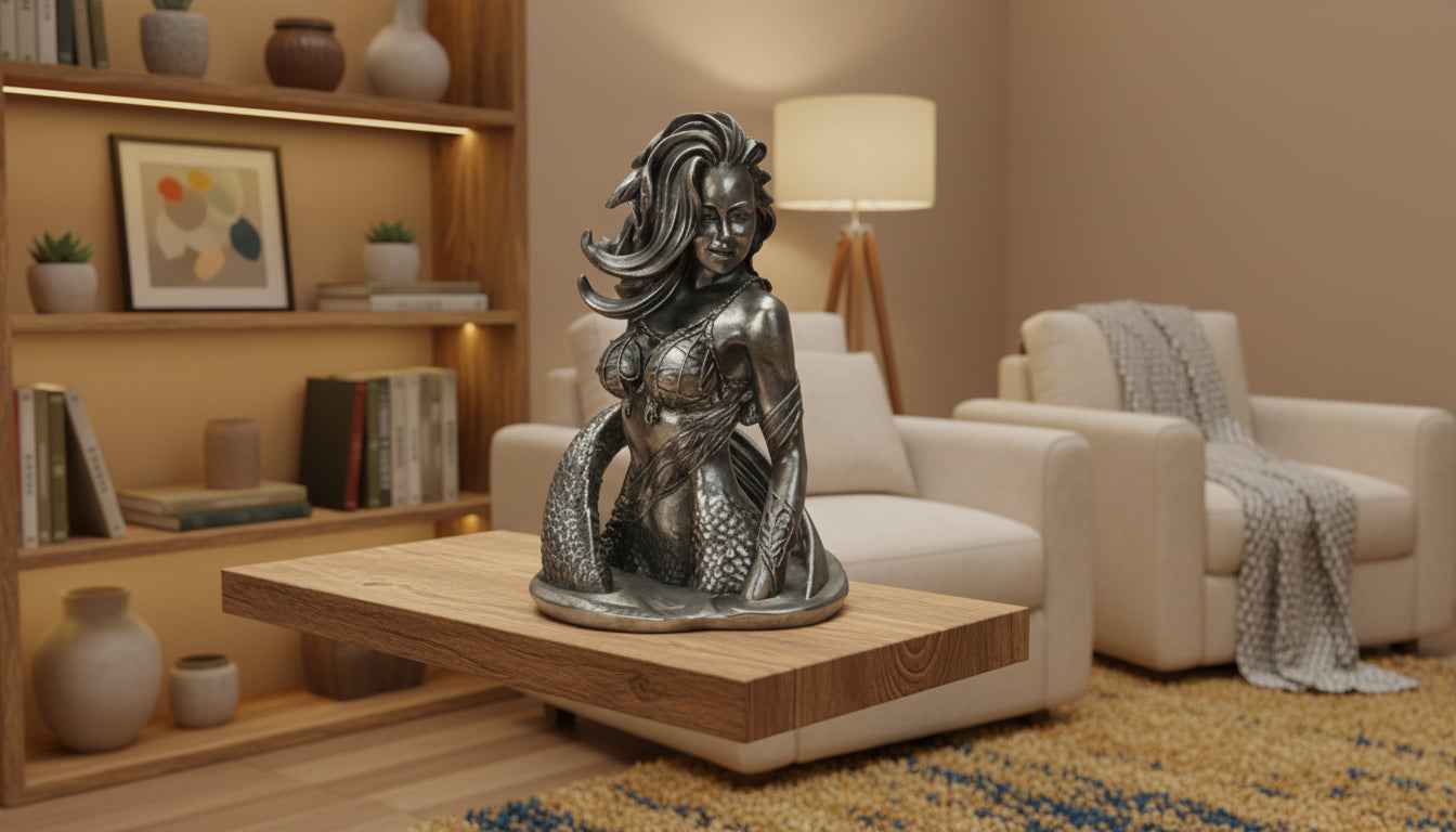 Silver Mermaid Figurine - Enchanting Home Decor and Gift Item
