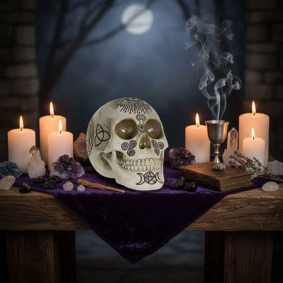 Witchcraft Skull Home Decor - Mystical Skull Artwork for Spiritual Spaces