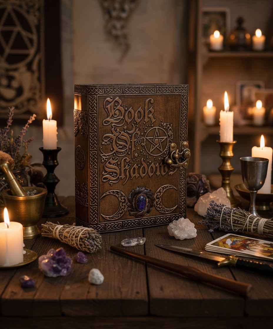 Book of Shadows Leather Embossed Journal for Sacred Writings and Spells