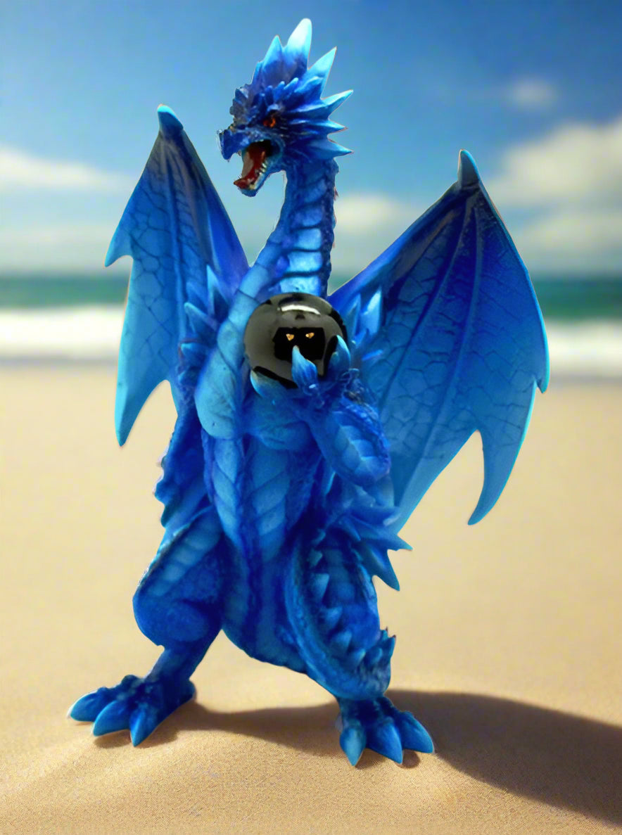 Vibrant Blue Dragon Holding Ball
