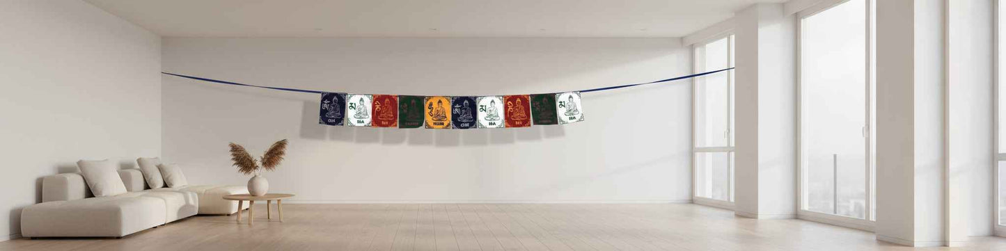 Prayer Flag Tibetan Divya Mantra Om Mani Padme Hum Buddha, approx. 4.5"x3.5"