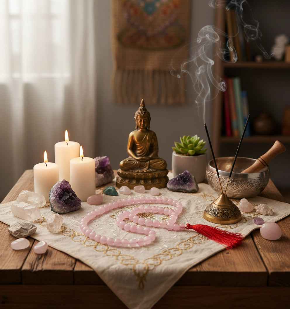 Rose Quartz 8mm Japa Mala - Spiritual Healing and Meditation Beads