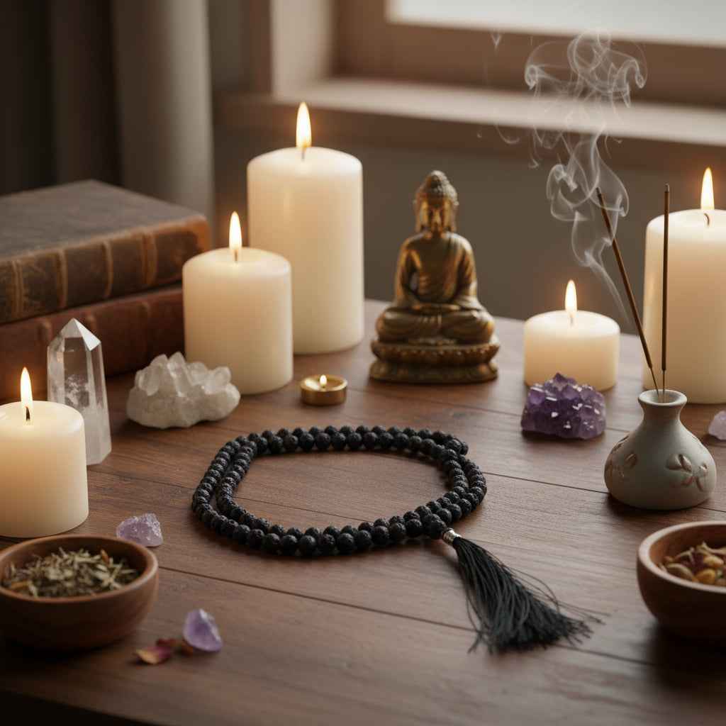 Lava Stone Japa Mala 8mm - Prayer Mala for Meditation and Mindfulness