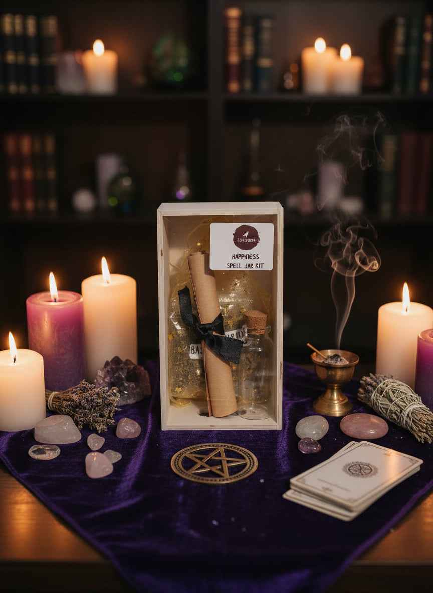 Raven Moon Happiness Spell Jar Kit for Positive Energy and Joy