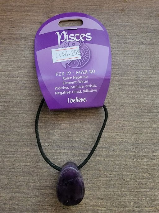 Pisces Purple Amethyst Gemstone Necklace