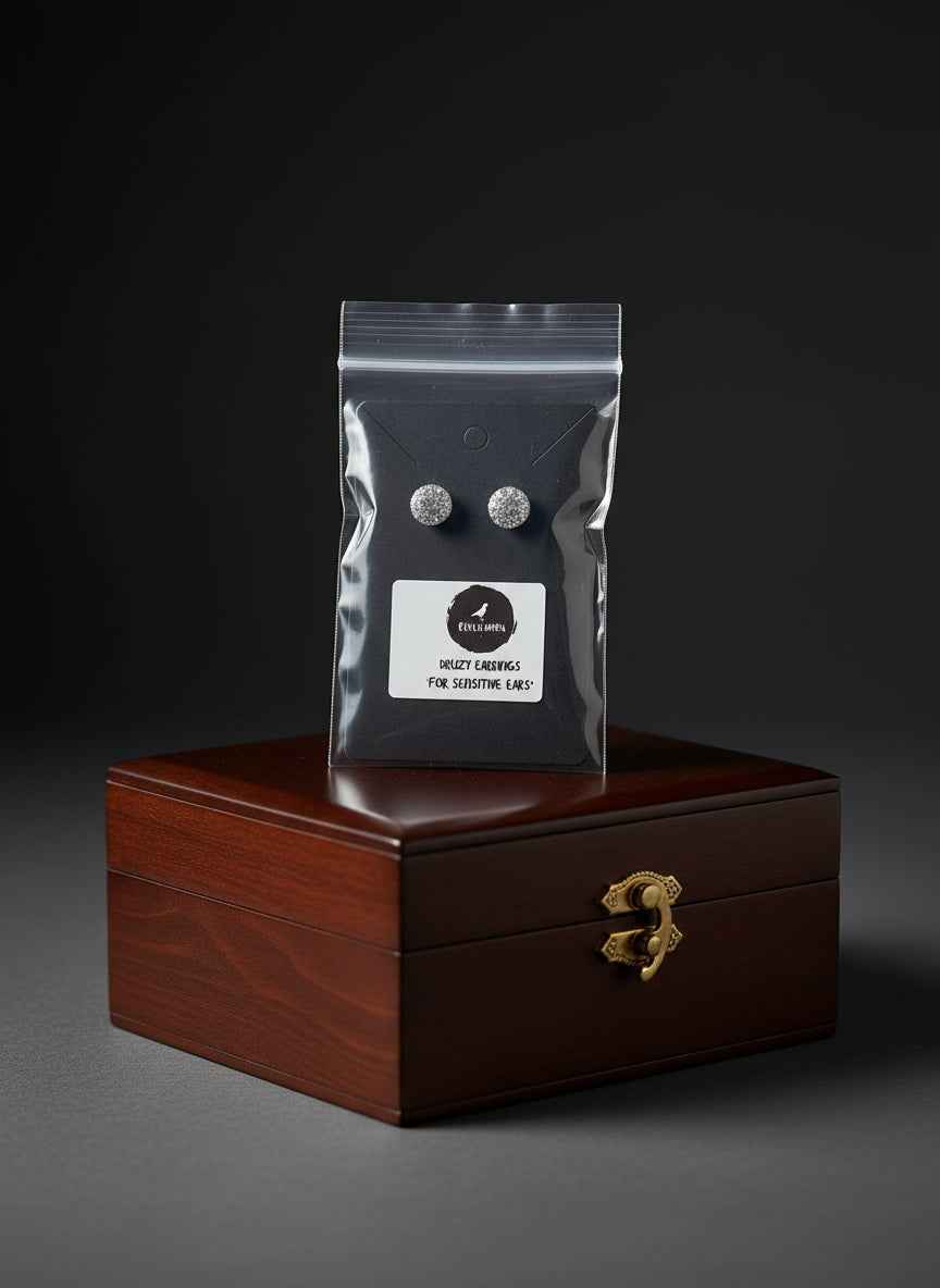 Raven Moon Silver Druzy Stud Earrings - Elegant and Unique Jewelry