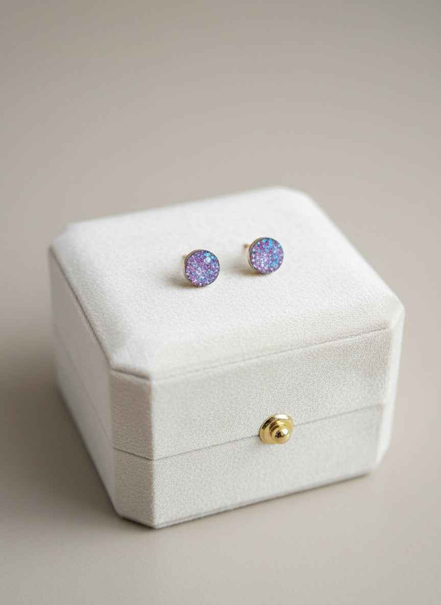 Raven Moon Purple Druzy Stud Earrings - Stunning and Unique Jewelry