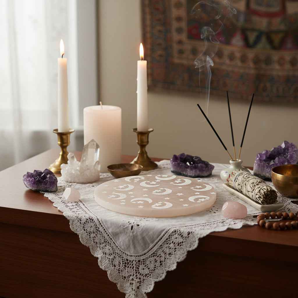 4" Round Charging Plate With Moon & Stars Design for Elegant Decor