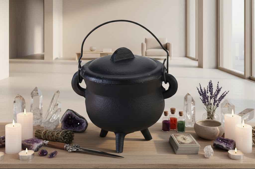 Small Cauldron with Lid Cast Iron for Rituals and More