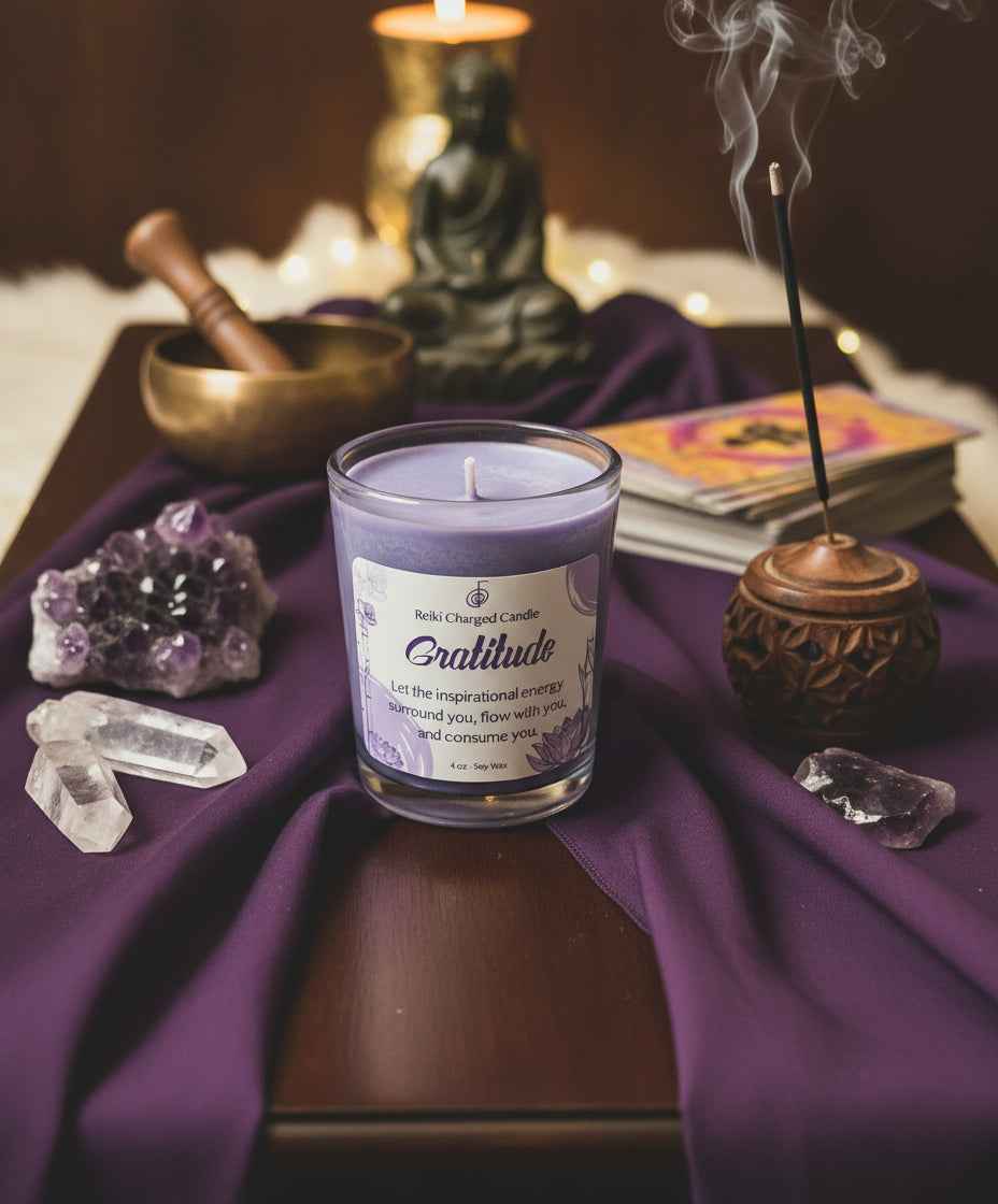 Gratitude Reiki Charged Votive Candle for Positive Energy and Mindfulness