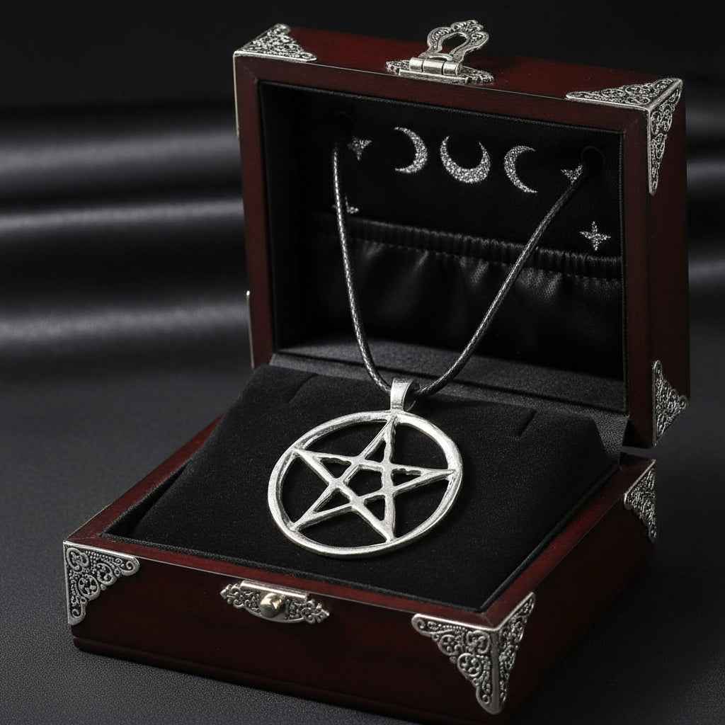 Pentacle Pendant on Black Cord - Elegant Mystical Jewelry for Spiritual Style
