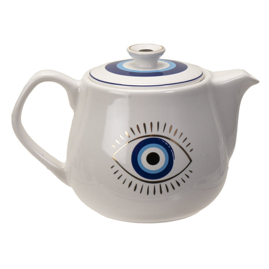 White Evil Eye Teapot