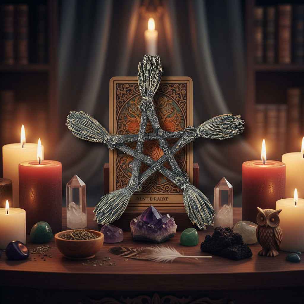 Pentagram w/Brooms - Enchanting Symbol of Magic and Protection