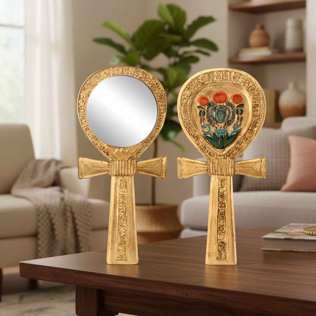 Ankh Egyptian Hand Mirror - Unique Vintage Accessory for Your Beauty Routine