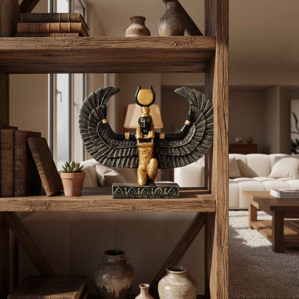 Small Isis Statue With Open Wings - Exquisite Decorative Figurine for Spiritual Inspiration