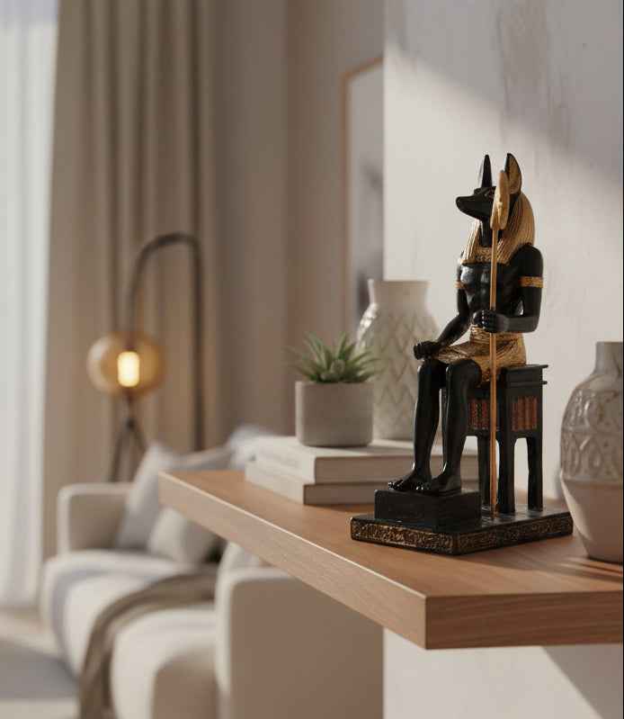 Small Anubis Statue - Egyptian Decor for Home and Office