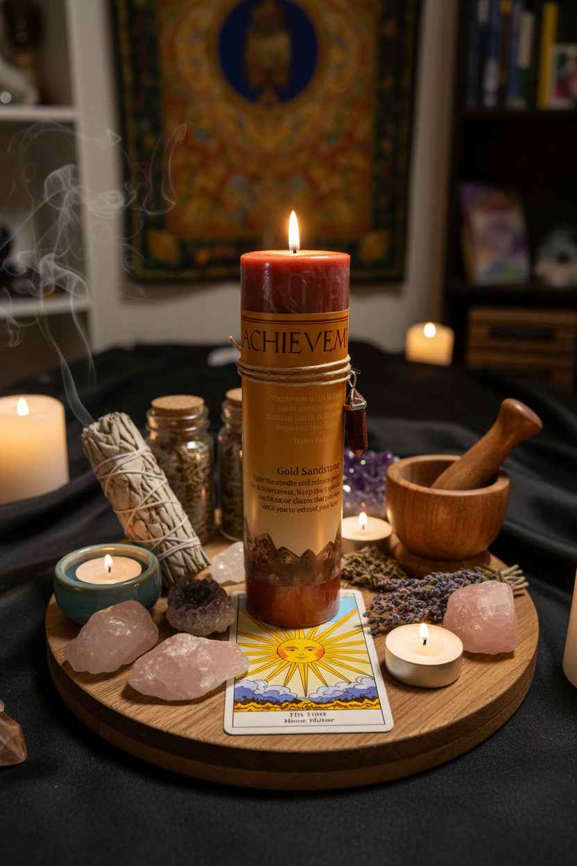 Achievement Crystal Energy Candle for Positive Vibes and Success