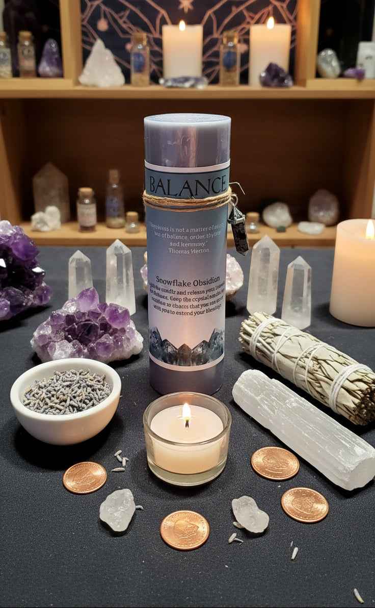 Balance Energy Candle for Harmony and Inner Peace with Crystal Essence