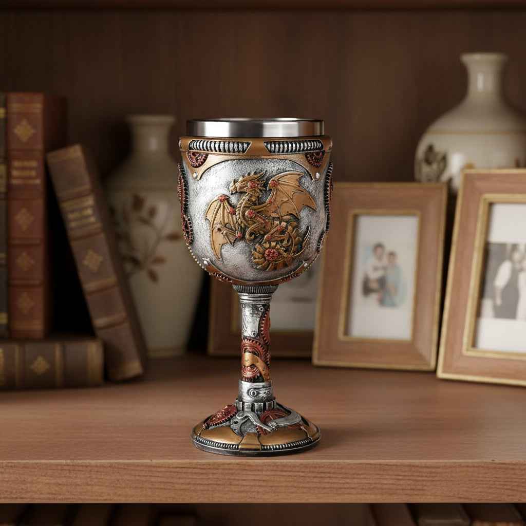 Steampunk Dragon Goblet - Unique Fantasy Drinkware for Collectors