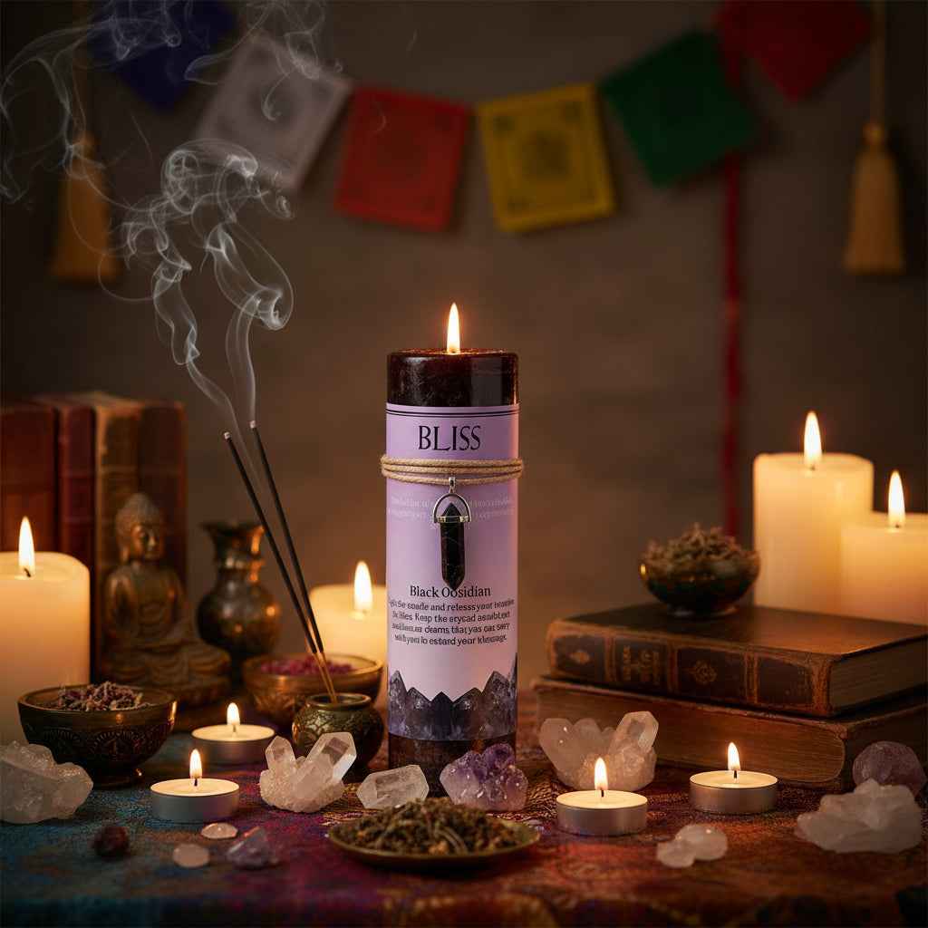 Bliss Crystal Energy Candle for Relaxation and Positive Vibes