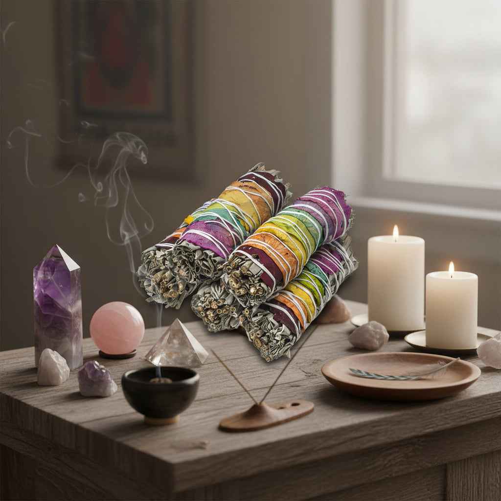 7 Chakra White Sage Smudge Stick 4 Inch