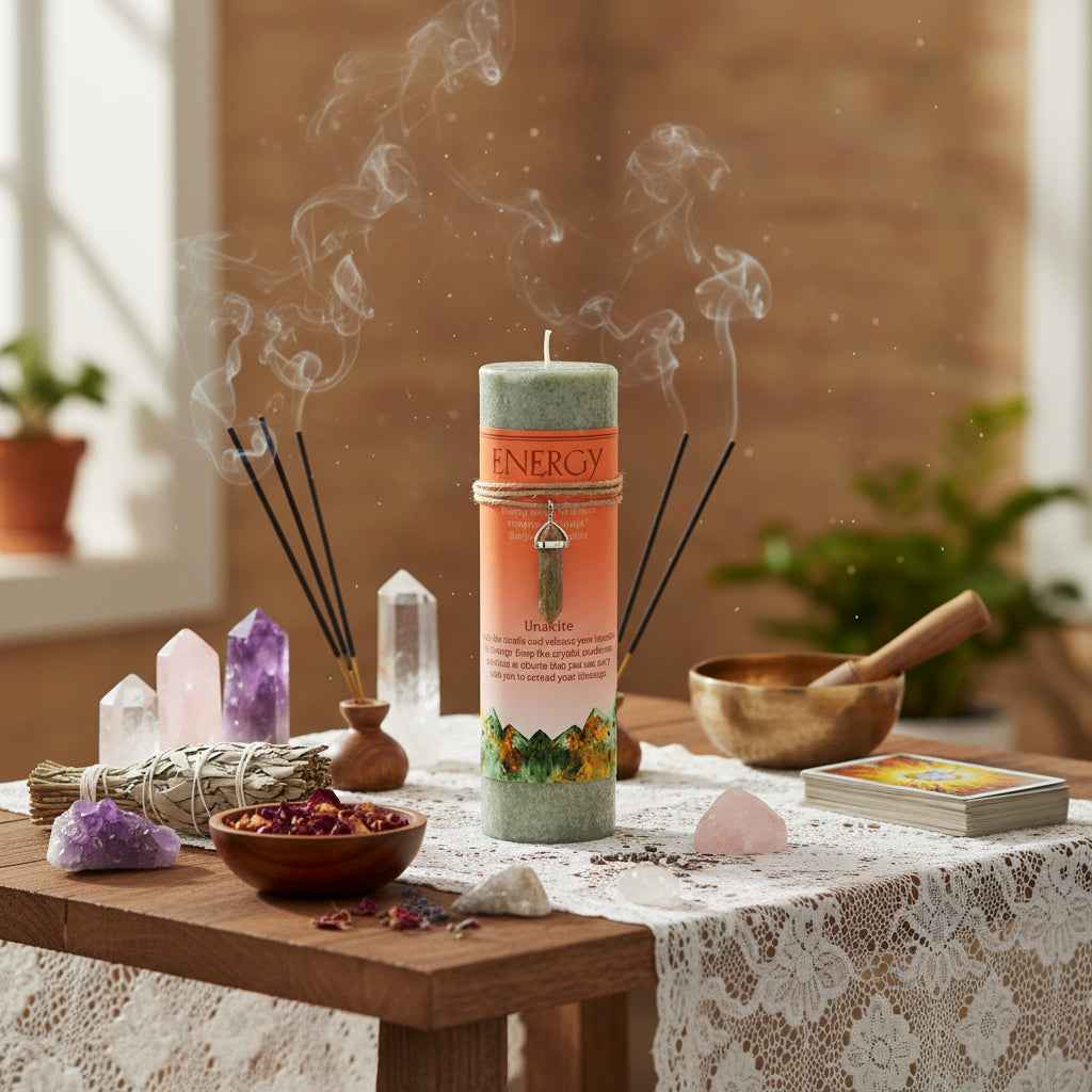 Energy Crystal Energy Candle for Positive Vibes and Spiritual Healing